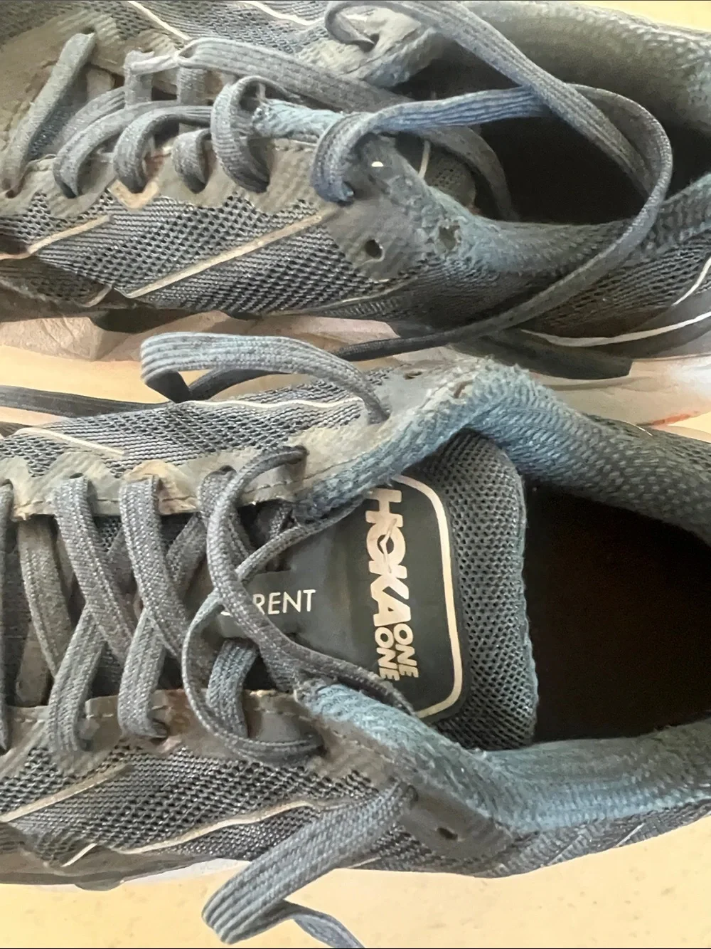 Hoka One Torrent size 8 Navy Mesh Running Shoes with Orange Accents. Amazing!!